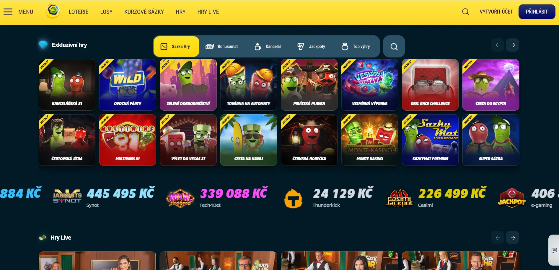 Sazka Snímek obrazovky 1